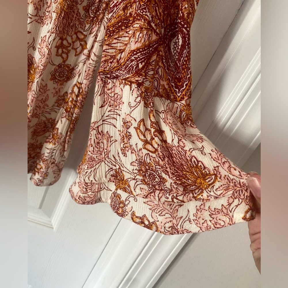 Free People Lady Luck Floral Boho Babydoll Blouse - sz M - Picture 4 of 10